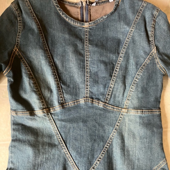 Zara denim midi maxi dress 3/4 sleeve Back Zip Stretch 7227/283 - Picture 7 of 11